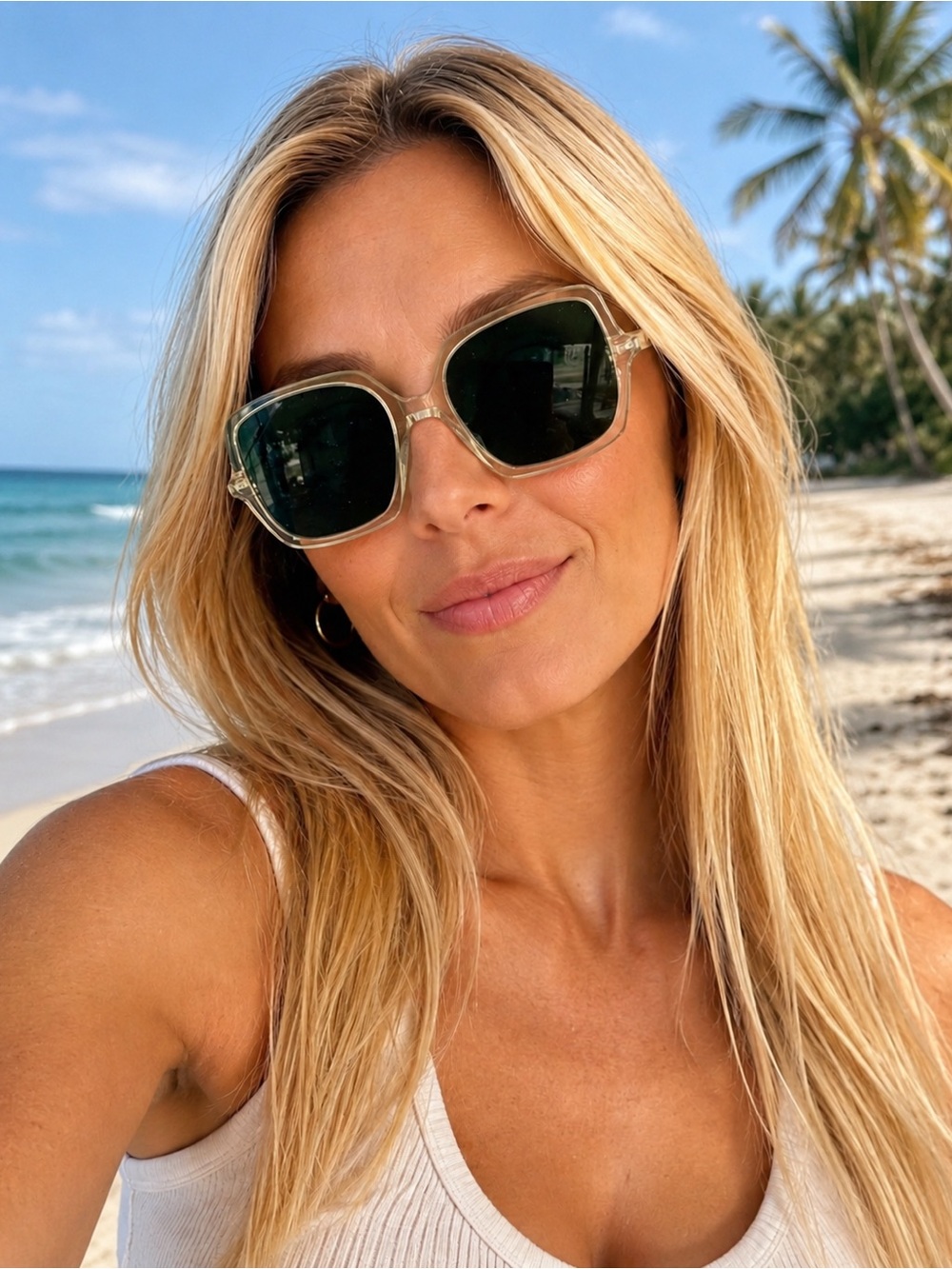 Saint Laurent Clear Frame Sunglasses with Dark Green Lenses
SL591 003